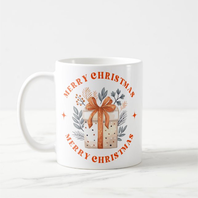 Joyeux Noël Typographie moderne Café Mug (Gauche)