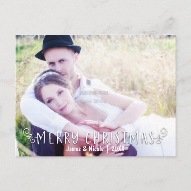 Joyeux Noël Typographie Photo Overlay Carte postal (Devant)
