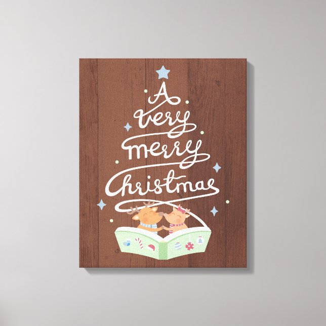 Joyeux Noël Typographie Reindees toile Imprimer (Recto)