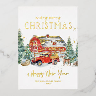 Joyeux Noël   Vacances Watercolor Red Truck