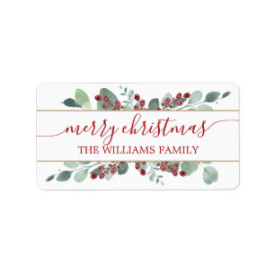 Joyeux Noël vert CranBerries Étiquette d'or