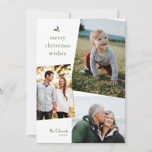 Joyeux Noël vert voeux trois Cartes photos