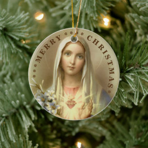 Joyeux Noël Vierge Marie Ornement en céramique