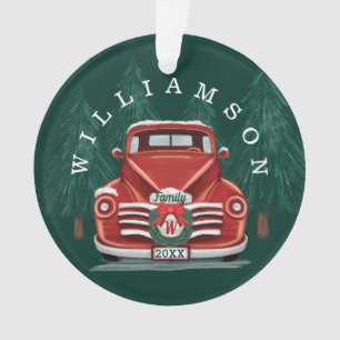 Joyeux Noël Vintage Camion Rouge Photo famille