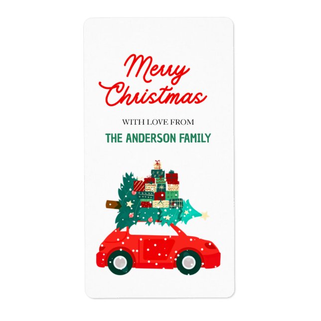 Joyeux Noël vintage voiture rouge (Devant)