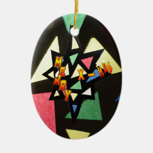Joyeux Noël Vitré Star Oval Ornement