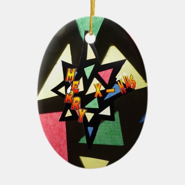 Joyeux Noël Vitré Star Oval Ornement (Devant)