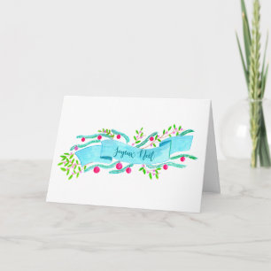 Joyeux Noël, watercolor Christmas banner Holiday Card