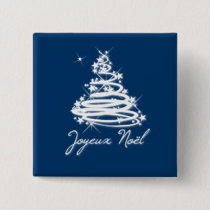 Joyeux Noël with Christmas Tree 2 Inch Square Button