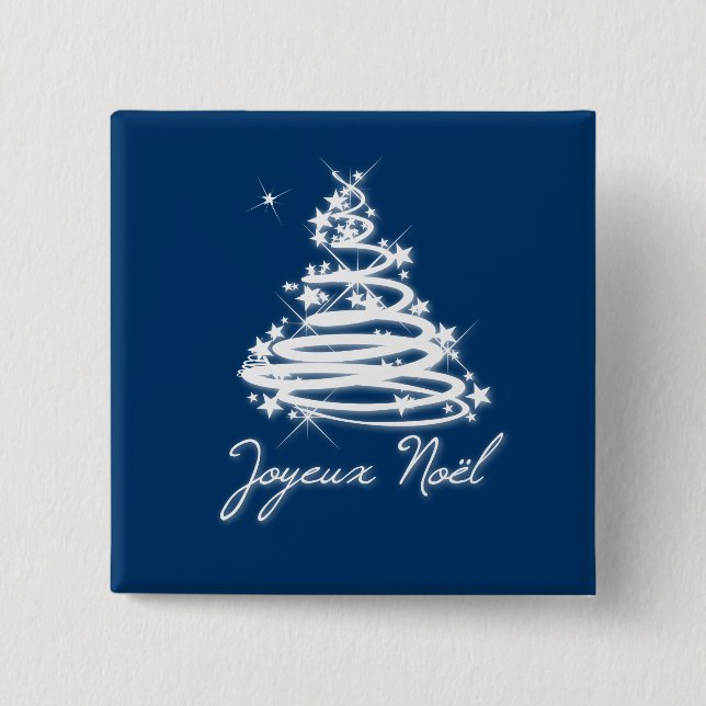 Joyeux Noël with Christmas Tree 2 Inch Square Button (Front)