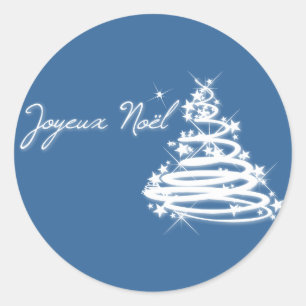 Joyeux Noël with Christmas Tree Classic Round Sticker