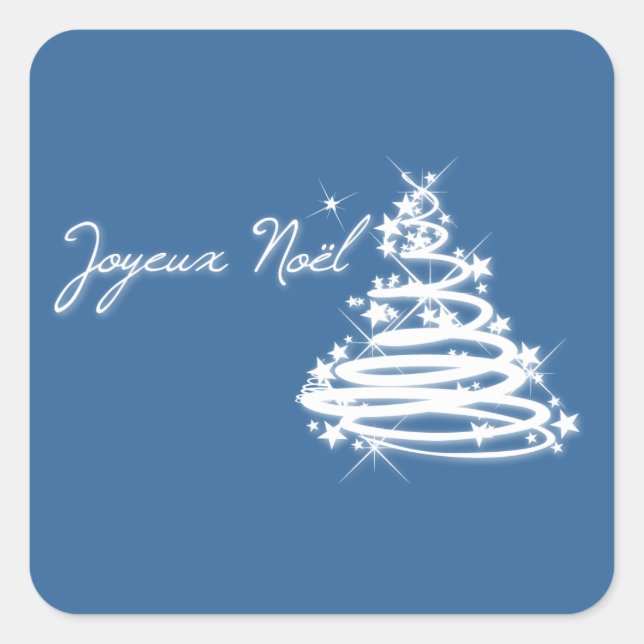 Joyeux Noël with Christmas Tree Square Sticker (Front)
