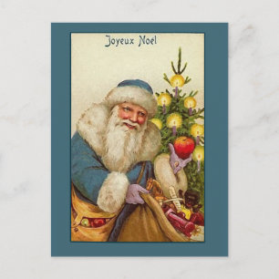 Joyeux Noel with Vintage Santa Claus Card