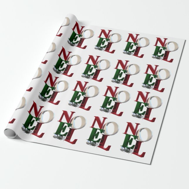 Joyeux Noel Wrapping Paper, Merry Christmas Paper (Unrolled)