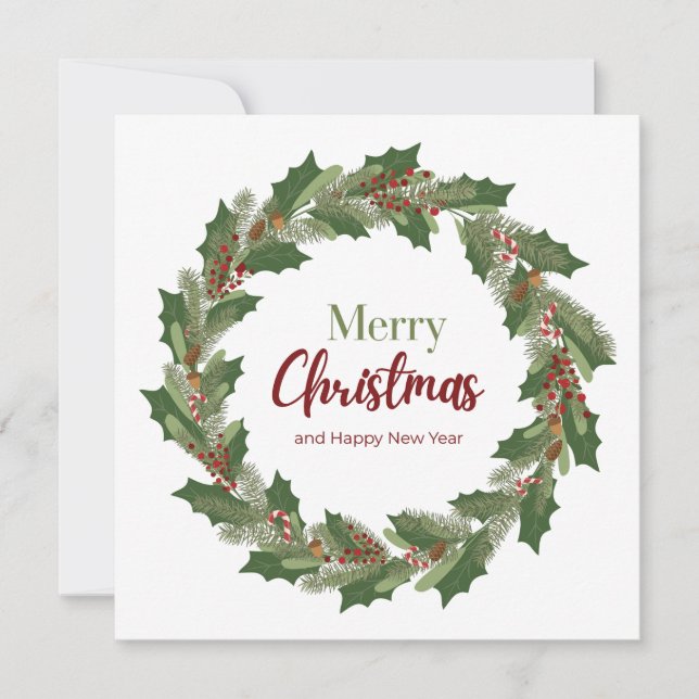 Joyeux Noël Wreath Carte de vacances (Devant)