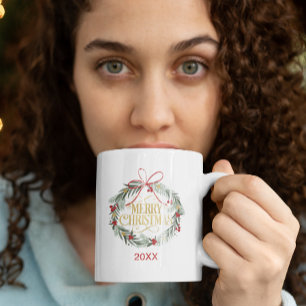 Joyeux Noël Wreath Fête café Mug