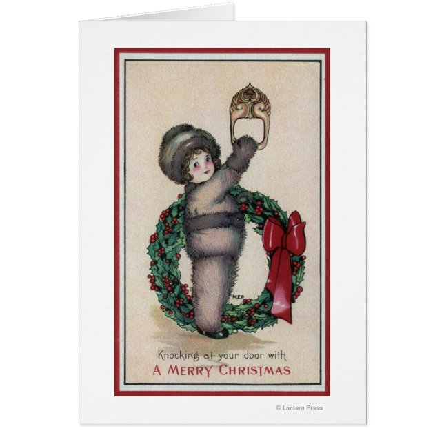 Joyeux NoëlKid Knocke avec une couronne (Devant)