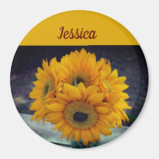 Joyeux nom personnalisé Sunflower Magnet