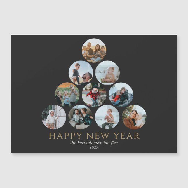 Joyeux Nouvel An 10 Photos Magnet Black (Devant)