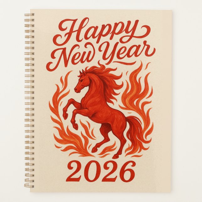 Joyeux Nouvel An 2026 Cheval Fiery (Devant)