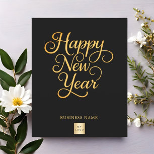 Joyeux Nouvel An noir or carte de logo d'entrepris