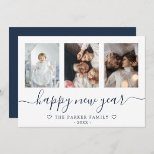 Joyeux Nouvel An Photo Collage Carte Bleue