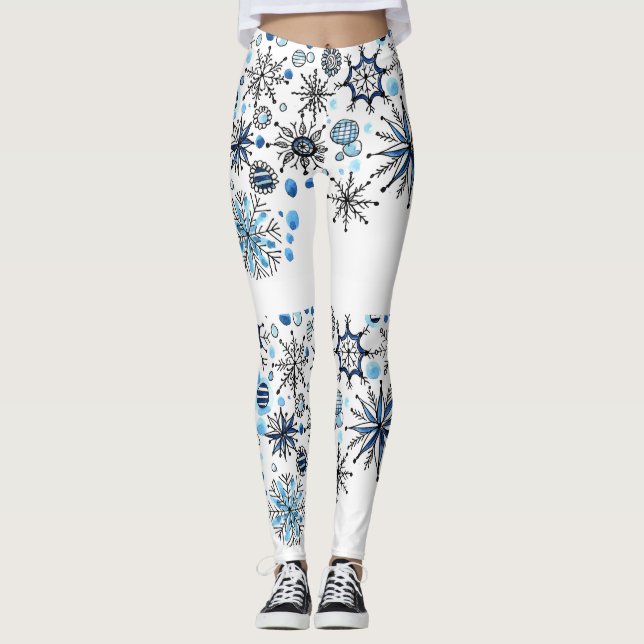 Joyeux Nouvel An Snowflakes Leggings (Devant)