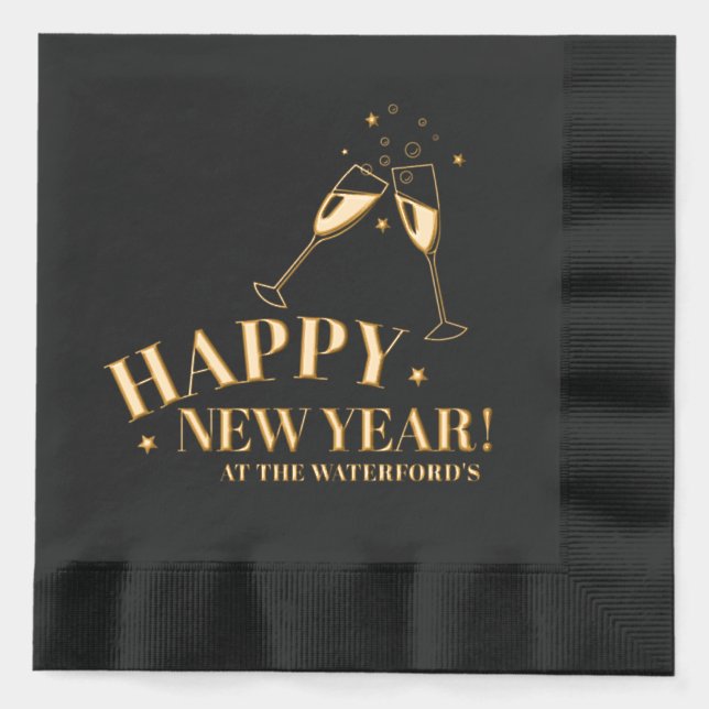 Joyeux Nouvel An sur mesure champagne stars (Recto)