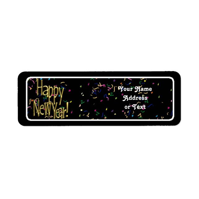Joyeux Nouvel An - Texte Or sur Confetti Noir (Devant)