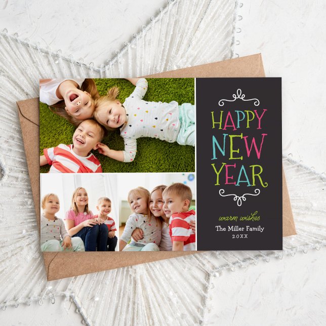 Joyeux Nouvel An Whimsical Carte photo de vacances (Créateur téléchargé)