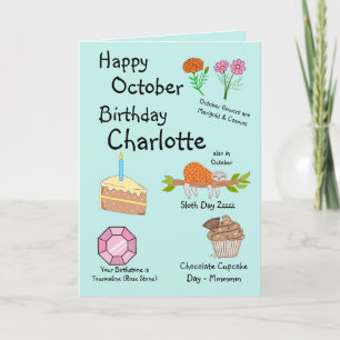 Joyeux Octobre Anniversaire Carte de voeux pliée