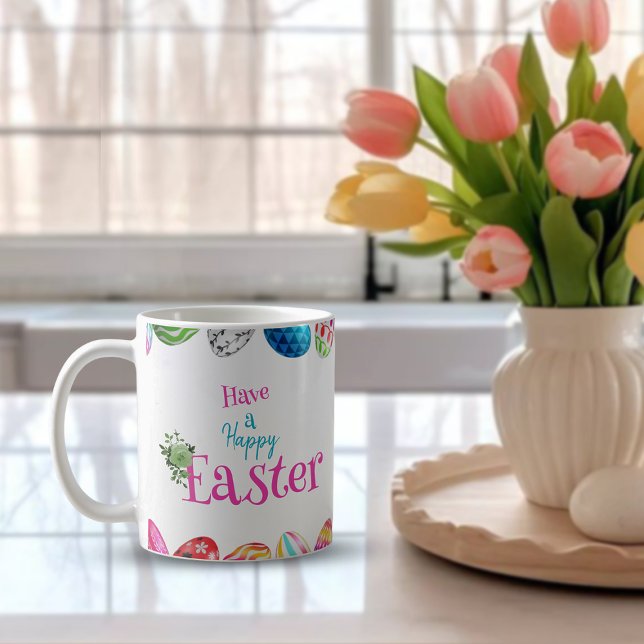 Joyeux oeufs de Pâques colorés Mug de café (Créateur téléchargé)