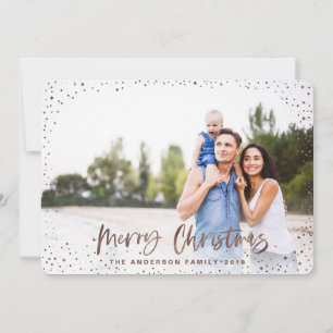 Joyeux or rose Noël étoiles photo carte de vacance