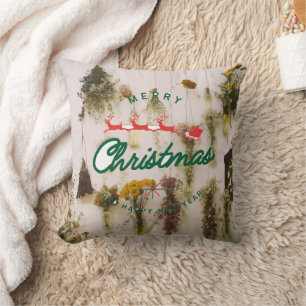 Joyeux oreiller coloré à lancer de cerfs de Noël