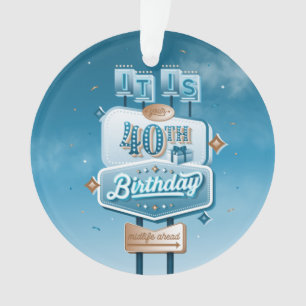 Joyeux ornement acrylique de 40e anniversaire
