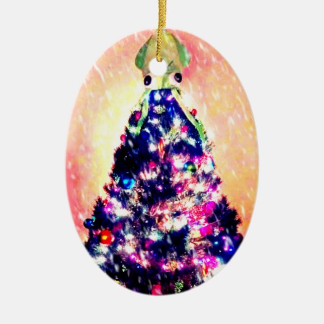 Joyeux ornement d'arbre de Noël du calmar (Devant)