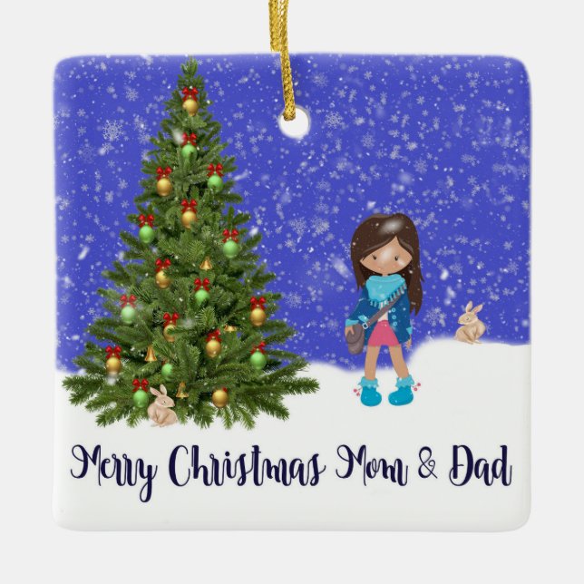 Joyeux ornement de Noël de la fille aux parents (Devant)