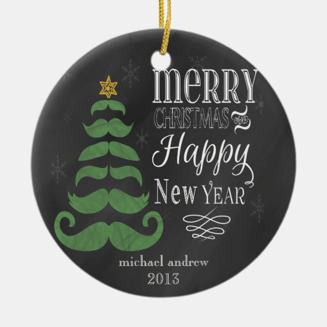 Joyeux ornement de Noël de tableau de moustache (Devant)