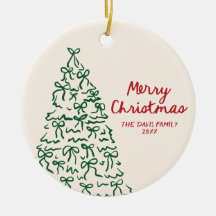 Joyeux ornement de Noël personnalisé dessiné à la