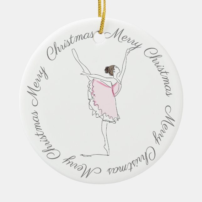 Joyeux ornement de Noël rose Ballerina (Devant)