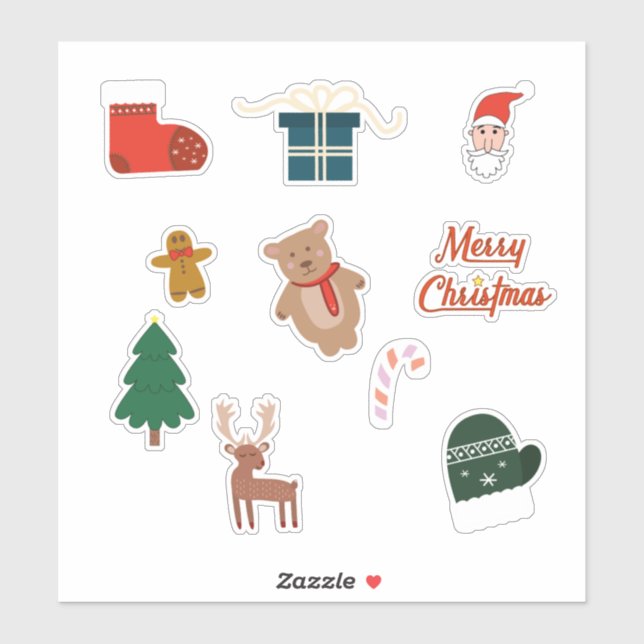 Joyeux pack autocollant 10 sets de Noël (Feuille)