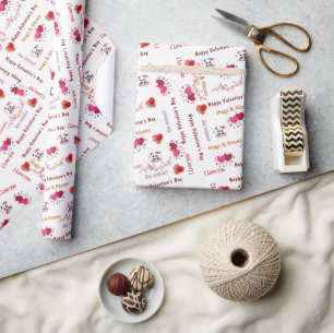 Joyeux Papier Cadeau Saint-Valentin Couple Cœurs
