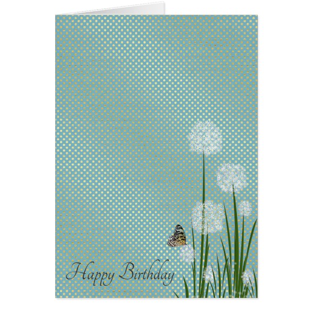 joyeux papillon d'anniversaire sur fleur bouffée (Devant)