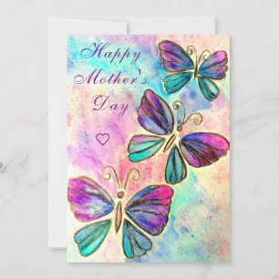 Joyeux Papillons de la carte de la Fête des Mères 