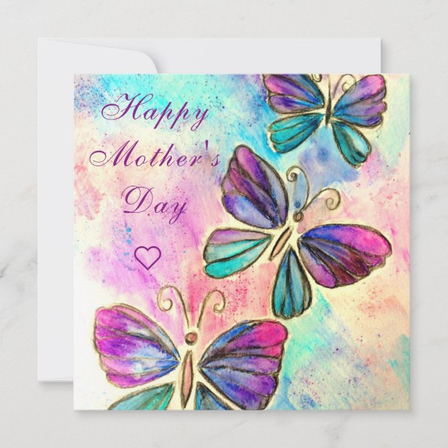 Joyeux Papillons de la carte de la Fête des Mères  (Devant)