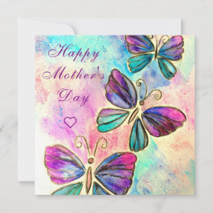 Joyeux Papillons de la carte de la Fête des Mères 