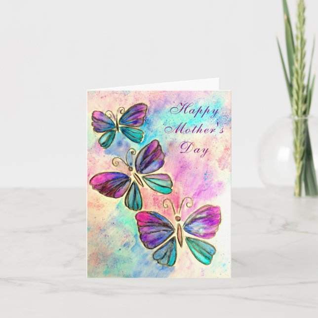 Joyeux Papillons de la carte de la Fête des Mères  (Devant)