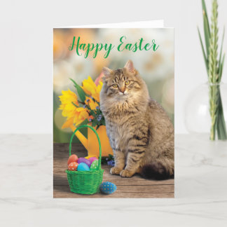 Joyeux Pâques Carte Chat Pâques Panier Pâques