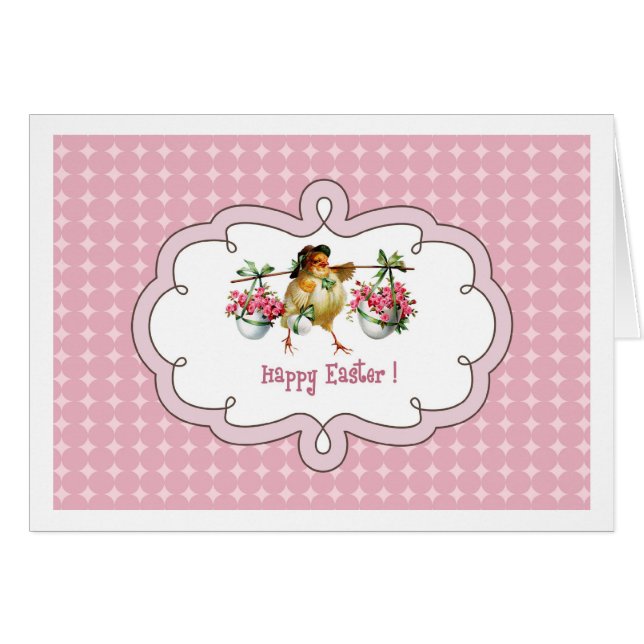 Joyeux Pâques. Carte de voeux vintage (Devant horizontal)