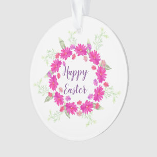 Joyeux Pâques Fleurs rose et blanche